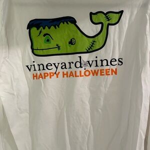Vineyard Vines White Tee with Green Halloween Whale